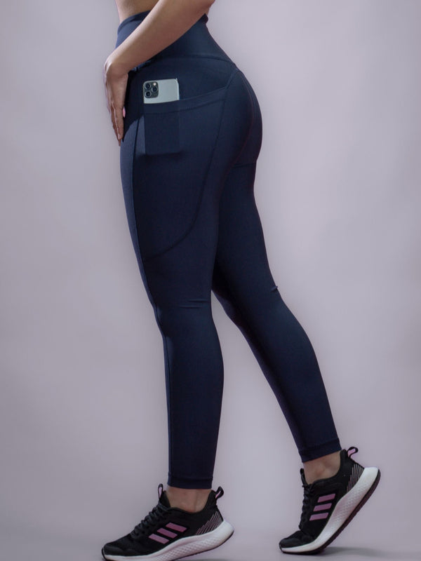 Big Size Legging avec poche Bleu marine -988-